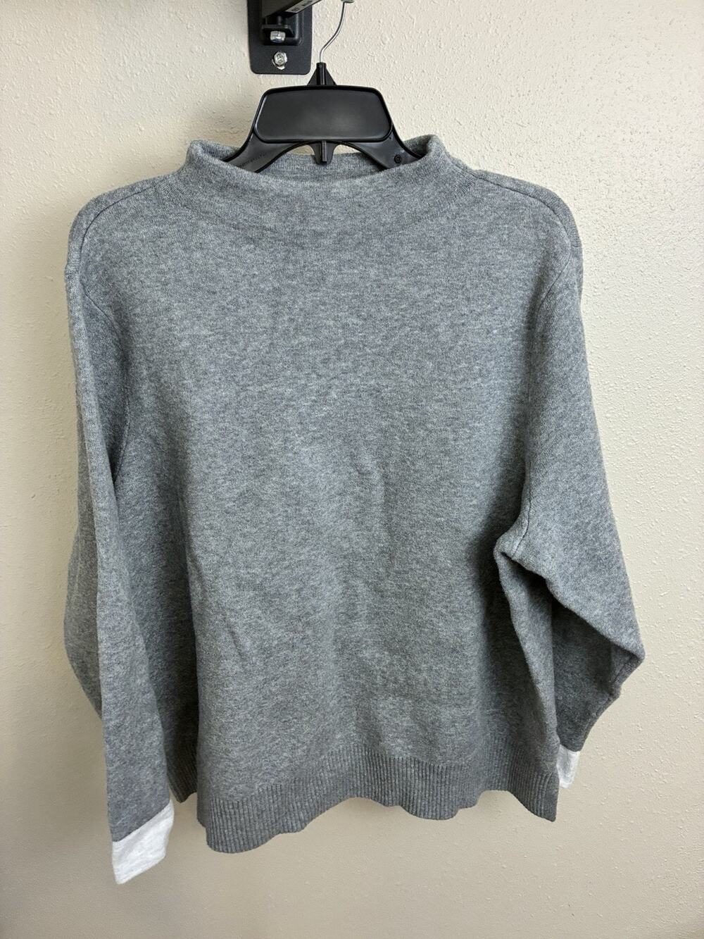 J. Jill 2X Women's Solid Gray White Knit Sweater Cardigan Soft